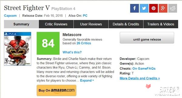《街霸5》首批媒体评分出炉：普遍好评值得一玩2